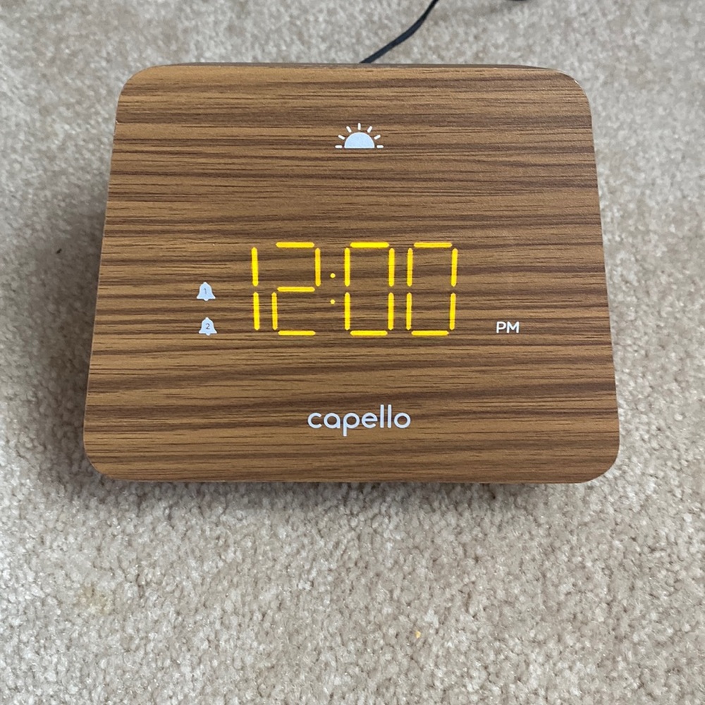 Capellini modern mantel Alarm clock ⏰. LED Display Wood Grain Finish.